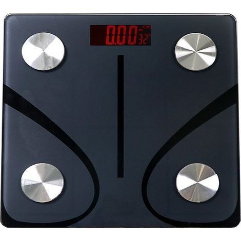 Personenwaage, Körperwaage aus gehärtetem Glas, Bluetooth, max. 180 kg, intelligente Waage mit 13 Körperdatenpunkten (BMI/Körperfett/Knochenmasse/BMR/Muskelmasse/Wasser) (1/5)