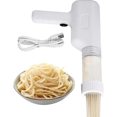 Máquina eléctrica para hacer pasta，prensa eléctrica manual para fideos，prensa para pasta desmontable，cortador con 6 formas diferentes (1/5)
