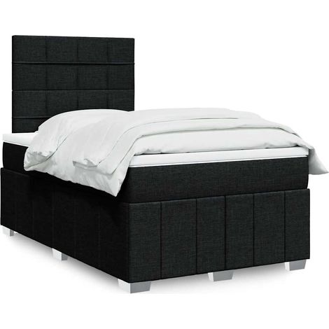 vidaXL Sommier à lattes de lit avec matelas noir 120x190 cm tissu (1/5)