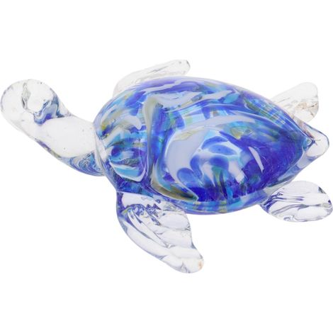Bunter Briefbeschwerer in Schildkrötenform aus Glas fürs Büro
