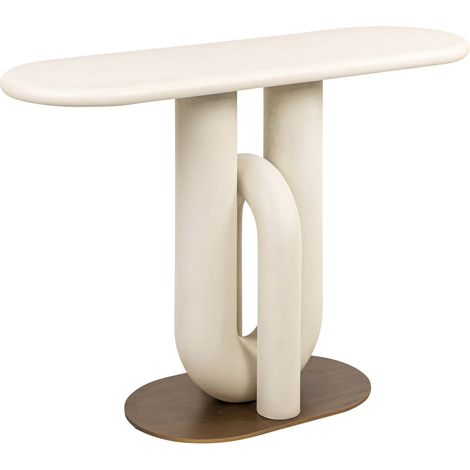 Console blanche élégante design contemporain pour entrée ou salon - blanc mat finition bois foncé (1/5)