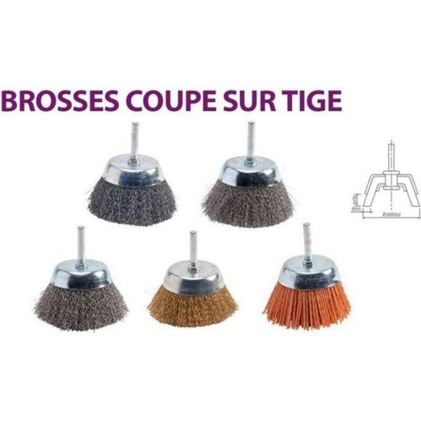Brosse Rotative Coupe - Diamètre 75 mm - Tige 6 mm - Nylon Abrasif Grain 80 - Pour Perceuse Ou Visseuse - Lot De 6 (1/5)