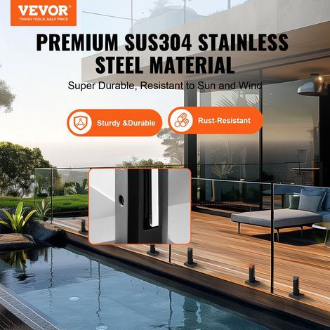 Pinces à verre carrées pour garde-corps en verre trempé de 8 à 12 mm, 4 pcs, pince de montage de verre en acier inoxydable 304, épa… (1/5)