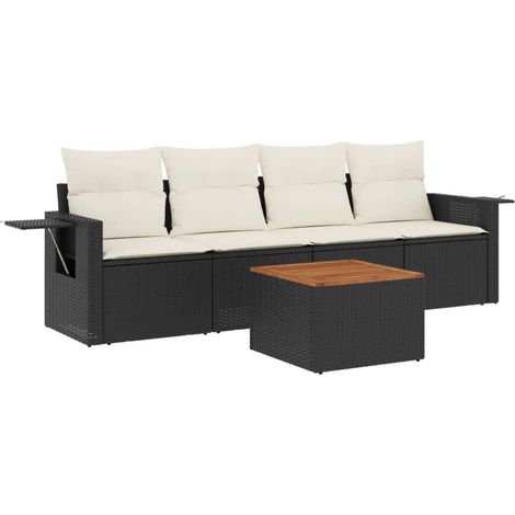 Maison Exclusive - Set de muebles de jardín 5 pzas y cojines ratá (1/5)