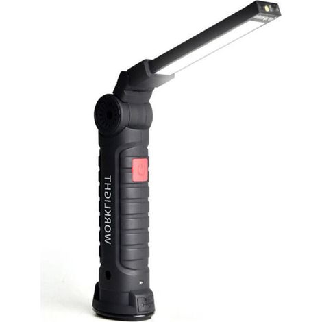 Lampe de travail LED rechargeable, 800 lumens, base magnétique, 5 modes (idéale pour le garage, le camping, les urgences, lampe de travail LED). (1/3)