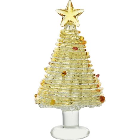 Arbre De Noël En Verre - Figurine Miniature Pour Maison De Poupée Et Jardins Féeriques - 6.6 x 4.2 x 4.2 cm - Jaune - 1 Pièce (1/5)