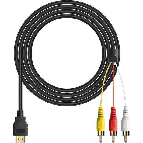 HDMI to 3RCA Cable, 1.5M HDMI Male to 3 RCA Video Audio AV Adapter Lead for TV, Projector, DVD, Set-top Box - HDMI to Composite Converter Cable (Black) (1/5)