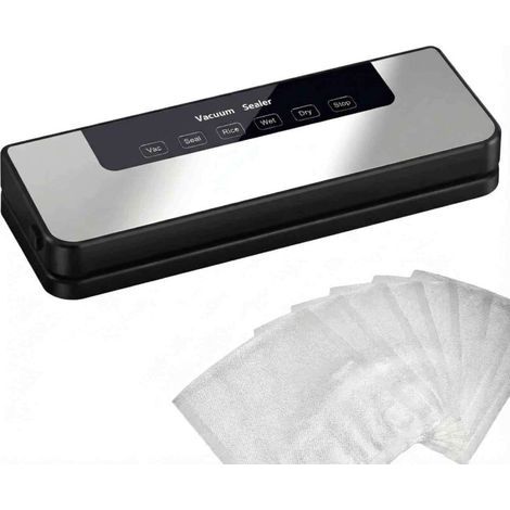 Machine à emballer sous vide. 6 en 1. avec affichage numérique LED. compte à rebours. programme de soudage. mode de scellage. riz. humide. sec pour tout type d'aliment.contient 30 sachets (1/5)