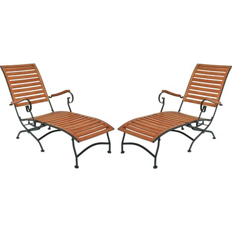 Gartenstuhl / Gartenliege 2er Set GARDA-120, B/H/T je ca. 136/89/64 cm (1/3)