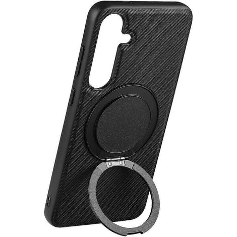 25-26 Coque magnétique pour Samsung Galaxy S25 avec anneau et support intégré, dos en PC et TPU