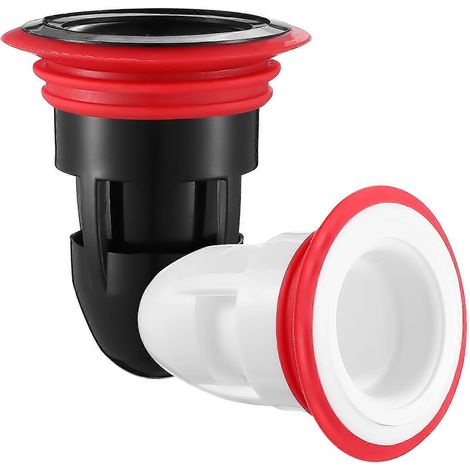 Lot de 2 bouchons de siphon de sol pour salle de bain, douche et cuisine (anti-odeurs).-6.50X5.50X5.50CM-Black and White