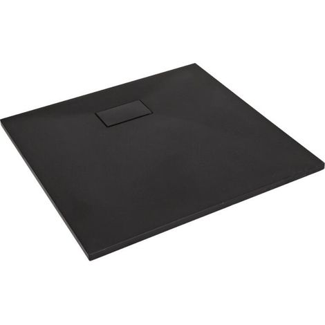 Milano Rasa Graphite Low Profile Square Textured Slate Effect Shower Tray and Waste - 900mm x 900mm (1/3)