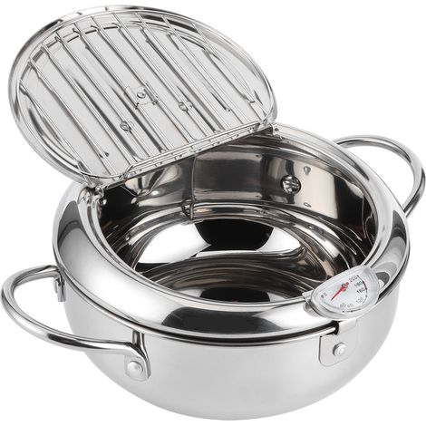 Zoternen Mini pentola per friggere in acciaio inossidabile in stile giapponese con termometro compatibile con fornelli a induzioneL 24 cm (1/5)