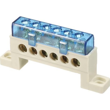 Barre De Terre À Bornes, 6 Positions Barre De Distribution En Laiton À Vis, Bloc De Terre 7x11mm Pour Équipement Électrique, Boîte De Distribution, Bleu (1/5)