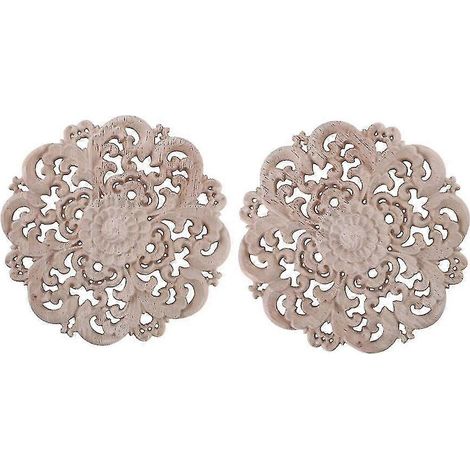 Set aus 2 geschnitzten Holzornamenten für Schrank- oder Fenstertüren, 15 cm Durchmesser (1/5)