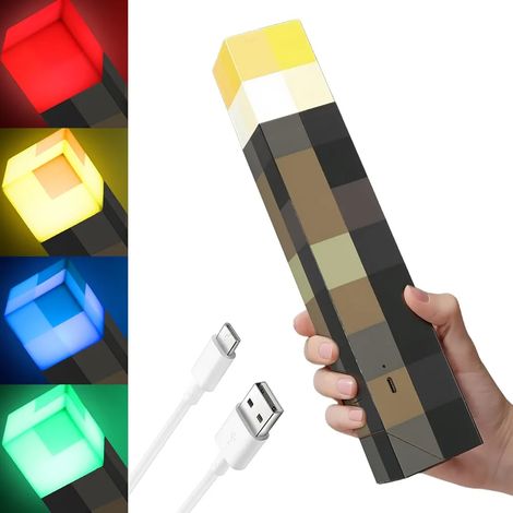 3D Torche Lampe 28CM Torche Veilleuse LED Applique Enfants 4 Couleurs Réglables Ampe de Chevet Cadeau pour jardin terrasse extérieur (1/5)