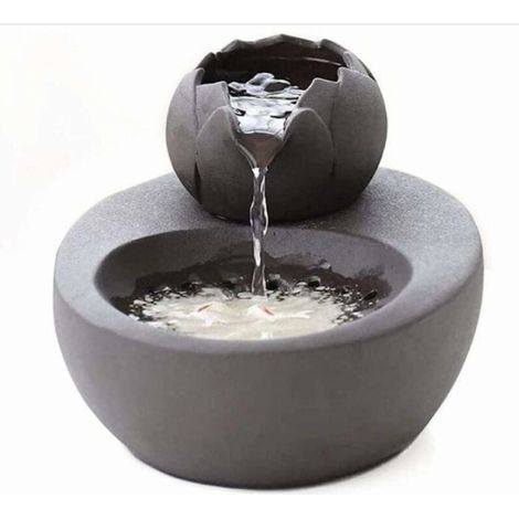 Lotus-Haustierbrunnen aus schwarzer Keramik, automatische Zirkulation (1/5)