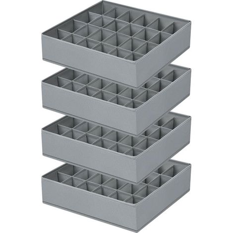 4 boîtes de rangement pour chaussettes et sous-vêtements, boîtes pliables à 24 cellules (boîte pliante, séparateurs de tiroir, organisateur de tiroir, boîtes en tissu pour ranger les chaussettes) (1/5)