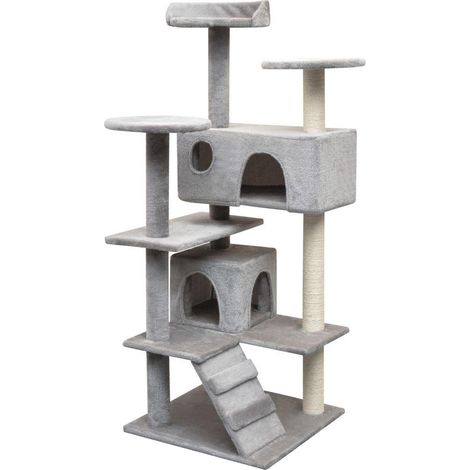 Casette per gatti - vidaXL Albero per Gatti con Tiragraffi in Sisal 125 cm Grigio - Ripiani per gatti