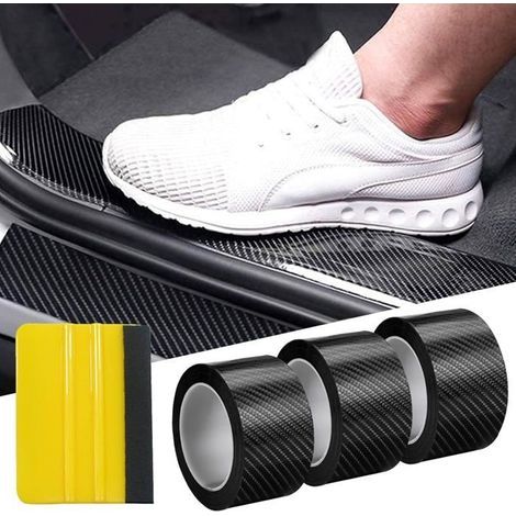 3 Protection Seuil de Porte Voiture,5D Autocollant Film Adhésif Carbone pour Voiture,Film de Protection Anti-Rayures et Imperméable (1/5)