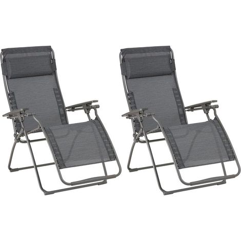 Set aus 2 Relaxsesseln - Futura - Batyline® Duo - Gris Obsidian - Lafuma Mobilier