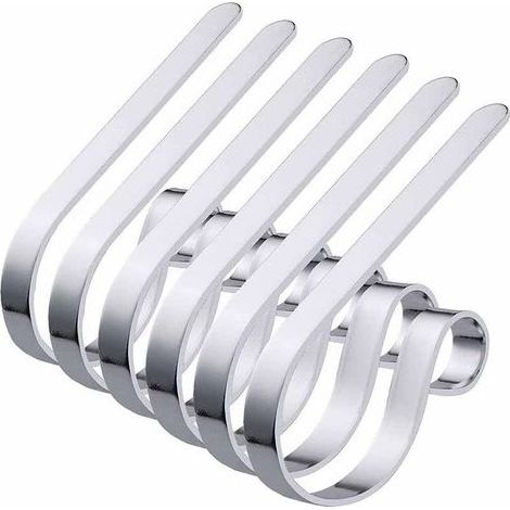6pcs 12 x 6.5cm Crochets pour Bas de Noël, AlliCrochet à supports Chaussettes bas noël métal argen pour Accrocher des Chaussettes Sacs à Main Une (Argent) (1/4)