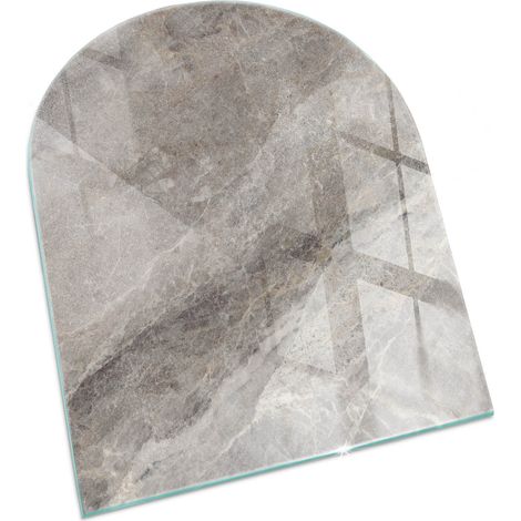 Plaque Rectangulaire pare-feu en verre trempé pour cheminée protection du sol contre la chaleur Motif de pierre naturelle 80x70 cm (1/5)