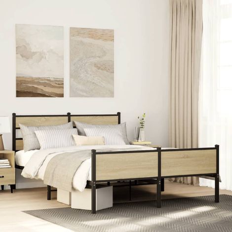 vidaXL Giroletto senza Materasso Rovere Sonoma 140x190cm in Truciolato