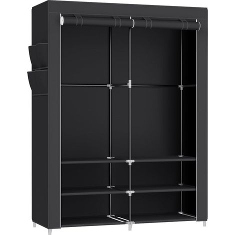 Armario de tela para dormitorio perchero para colgar ropa 45 x 127 x 176 cm 2 compartimentos para colgar con estantes 4 bolsillos gran capacidad para dormitorio salón color gris ryg008g02 120003967