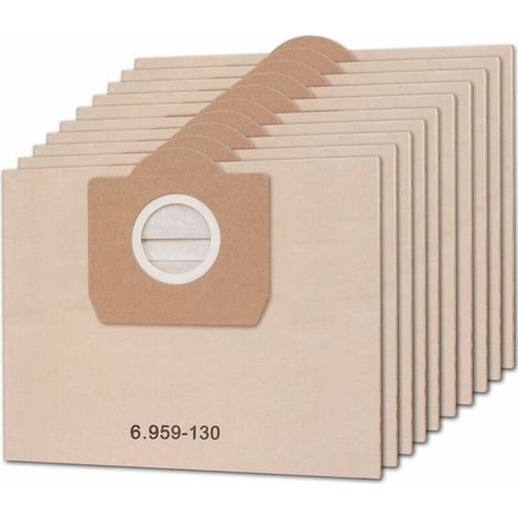 CSPARKV Lot de 10 sacs d'aspirateur pour Karcher 6.959-130.0 WD3 WD3P MV3 A2204 A2254 A2604 Sacs Filtrants en Papier de Rechange pour Aspirateur Wet & Dry, Sac à poussière pour aspirateurs Kärcher (1/5)