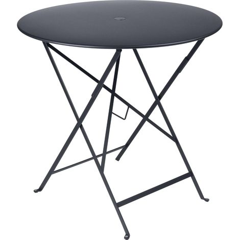 Table Bistro Ronde Pliante Gamme 2026, Acier, Coloris Noir Carbone, Ø 77 x H 74 cm, Usage Extérieur (1/2)