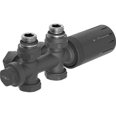 Mexen G05 set termostatico angolare/dritto, Duplex, DN50, antracite - W908-958-66