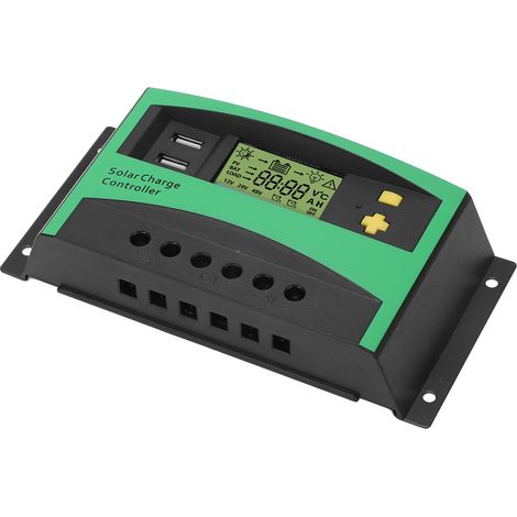 Régulateur de charge solaire PWM 12V 24V 30A avec 2 ports USB 5V pour camping-car bateau yacht ABS IP32 (1/5)