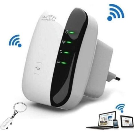 Amplificateur WiFi Repeteur Booster de signal sans fil WiFi extender 300M WLAN 802.11n-g-b (Blanc) (1/3)