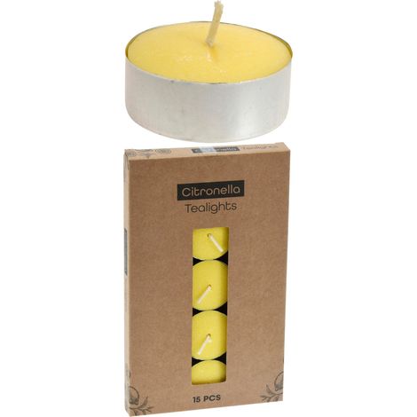 Candela alla citronella in piattino Confezione da 15
