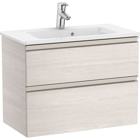 Pack Unik meuble bas compact avec 2 tiroirs + lavabo THE GAP - ROCA Couleur : frêne nordique - Dimensions : 705x380x537 mm (1/5)