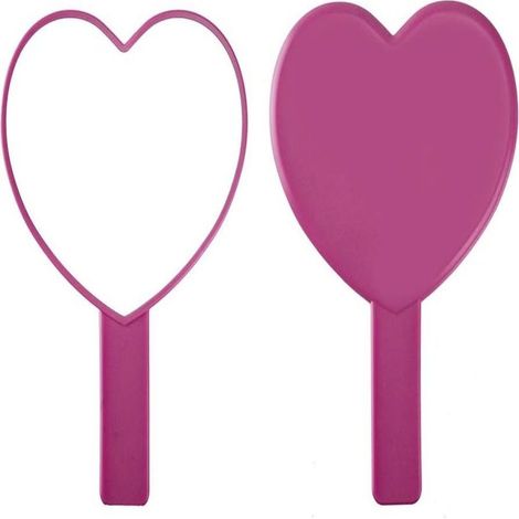 Miroir De Voyage - Miroir Cosmétique Portable En Forme De Cœur Avec Poignée - Pour Maquillage Et Retouche Rapide - 1 Pièce (1/5)
