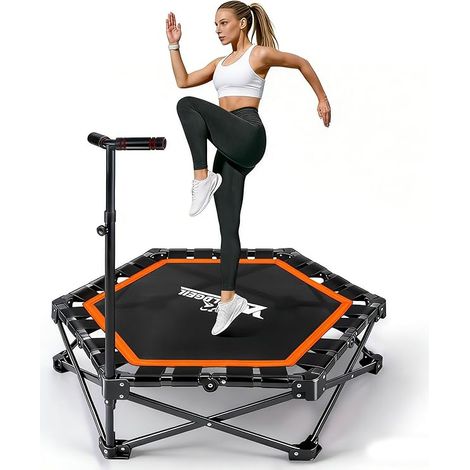 GBLY Klappbares Indoor Trampolin Orange Höhenverstellbarer Handgriff 150kg Ø86 5cm Fitness Zuhause