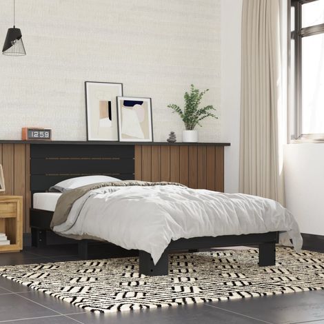 Bettgestell Schwarz 75x190 cm Holzwerkstoff und Metall vidaXL (1/5)
