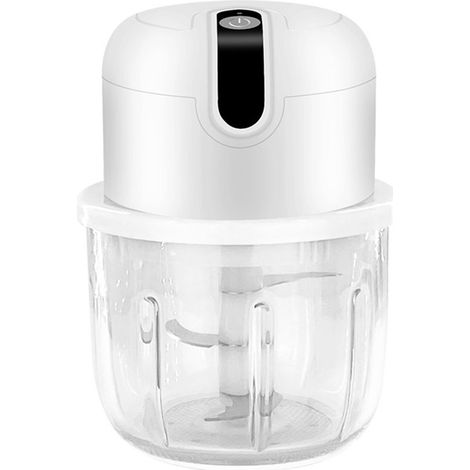Elektrische Knoblauchpresse mit Glasschüssel 300 ml Kabelloser Zerkleinerer für Knoblauch und Gemüse Hygienische Mini-Küchenmaschine für für den Weiß (1/5)