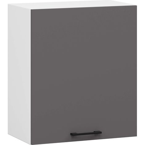 Armoires de cuisine haute AKORD W50 OLIWIA Blanc 50 cm 1 porte façade Gris Graphite 2 étagères 50x30x58 cm