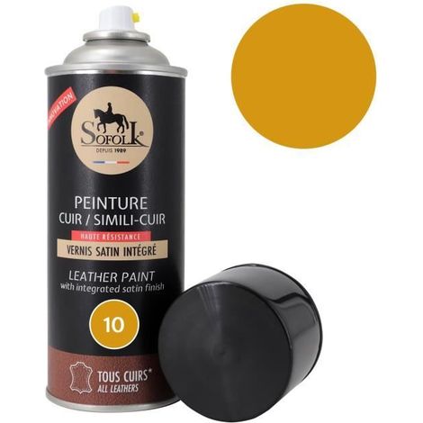 Pintura de Cuero (10-CARAMEL) con Barniz Integrado - SOFOLK - Mantenimiento para Asientos y Volantes de Coche, Sofás, Zapatos, etc. (1/4)