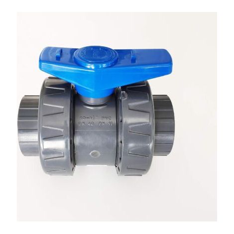 1 Vanne 50mm Pvc Pression Double Union Démontable Piscine Filetage F/F Température 60°C