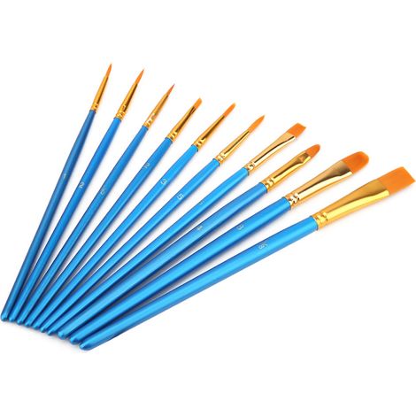 Ensemble de 10 pinceaux en nylon pour peinture enfantine, ensemble de pinceaux aquarelle pour les arts et loisirs créatifs (1/2)