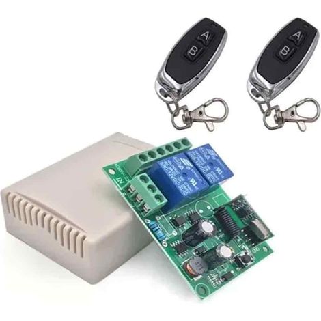 Relais Radio Commande 2 Canaux - 220V 10A 433MHz - Pour Portail Et Barrière - Avec 2 Télécommandes (1/5)