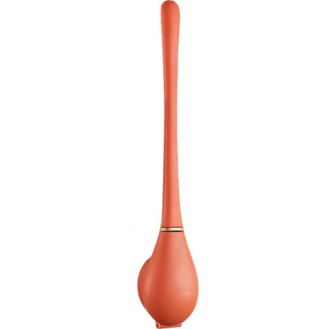 Balai de toilettes en silicone orange vif, brosse innovante auto-ouvrante et fermante, nettoyage profond, design luxe, similaire à une batte de baseball. (1/5)