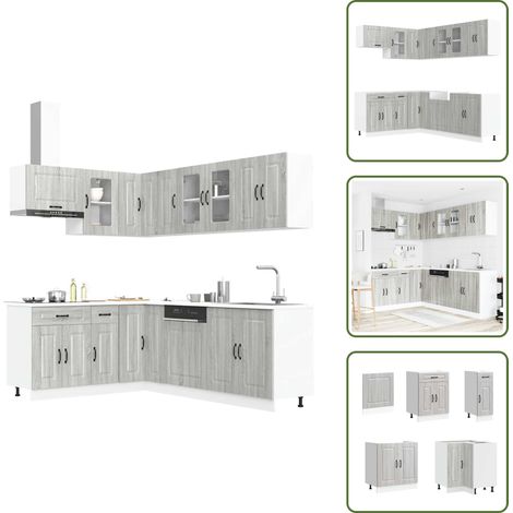 Mobili da cucina con piedini regolabili - vidaXL Set Mobili da Cucina 11 pz Kalmar Grigio Sonoma in Truciolato - Mobili da cucina per spazio ridotto