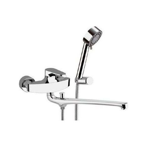 Rubinetto lavabo/vasca class line eco con kit doccia con doccetta minimale a 4 funzioni