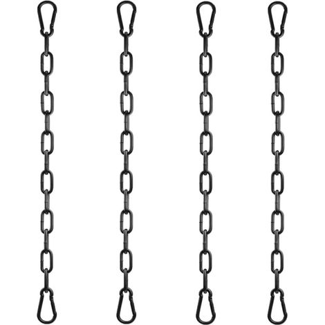 Hanging Chair Extension Chain, 4 Pieces, Ø4 mm, 50 cm, Metal Chain, Swing Chain with 8 Key Ring Snap Hooks