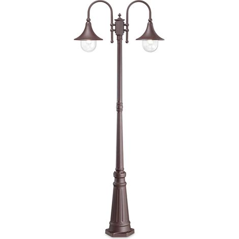 Lampione Esterno Rustico-Country Cima Alluminio Coffee 2 Luci E27 (1/2)